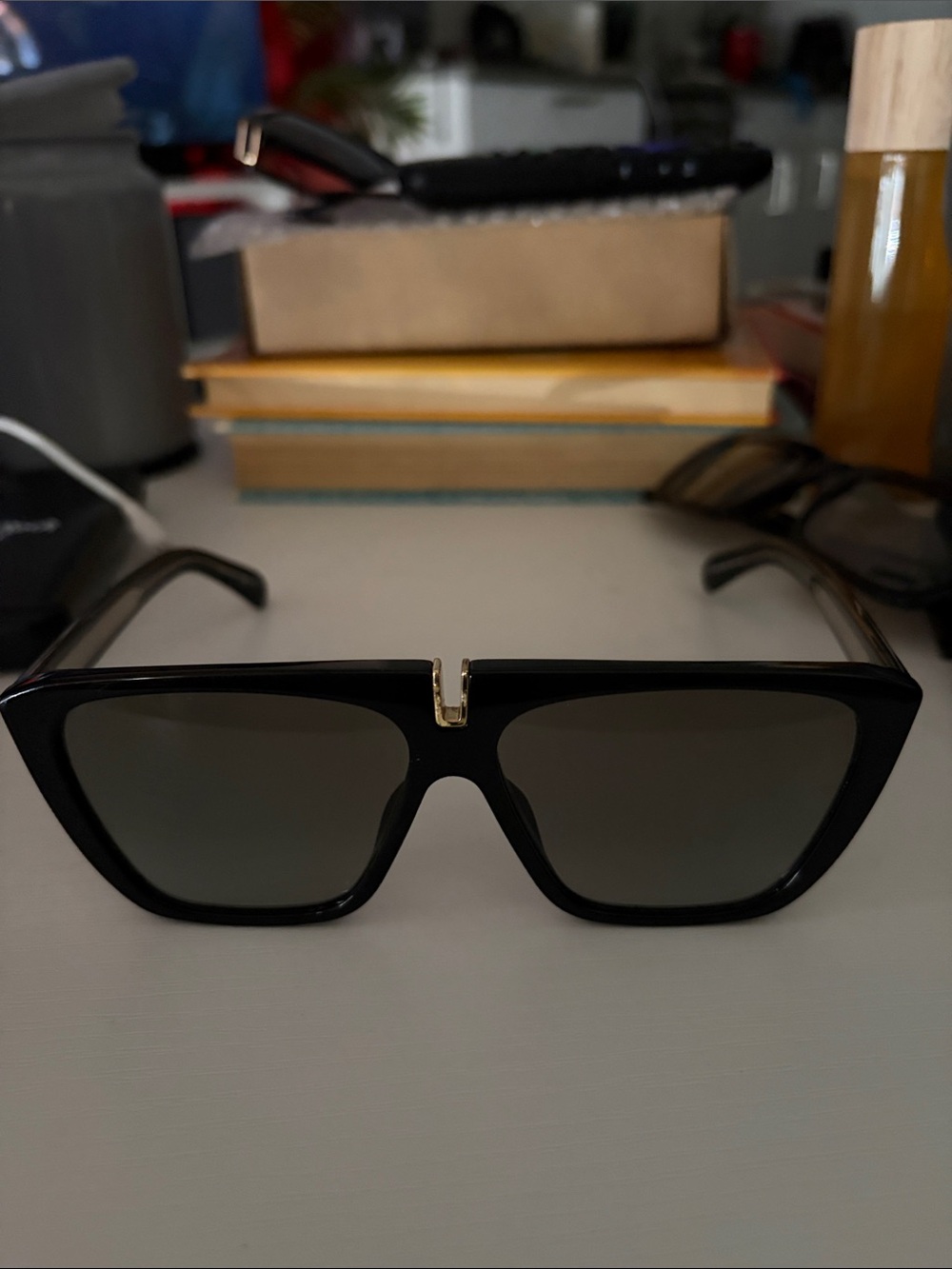 Givenchy Black Sunglasses with Gold Bridge